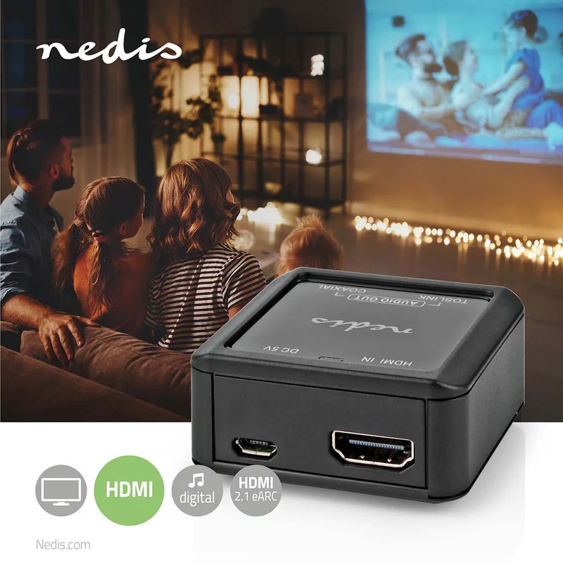 Digitale Audioconverter 1-weg - Ingangen audio / video / data: DC Power / HDMI™ Input - Uitgangen audio / video / data: 1x Coax Audio / 1x TosLink Female