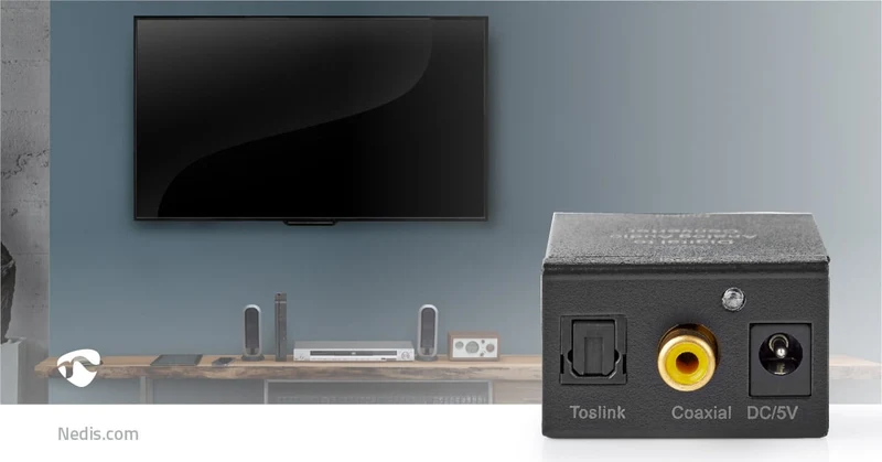 Digitale Audioconverter 1-weg - Ingangen audio / video / data: 1x Digital RCA / 1x TosLink - Uitgangen audio / video / data: 1x (2x RCA) / 1x 3.5 mm Audio Out