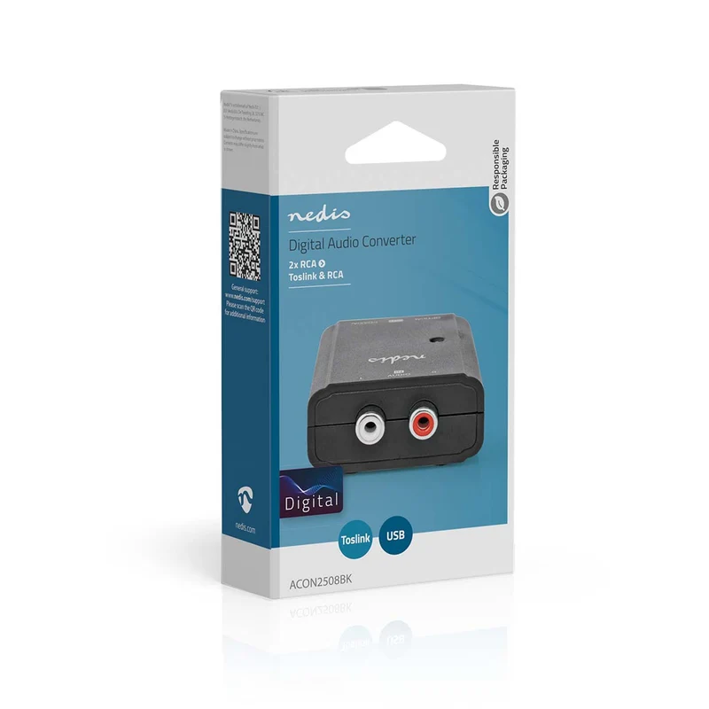 Digitale Audioconverter 1-weg - Ingangen audio / video / data: 2x RCA Male - Uitgangen audio / video / data: 1x S/PDIF (RCA) Female / 1x TosLink Female
