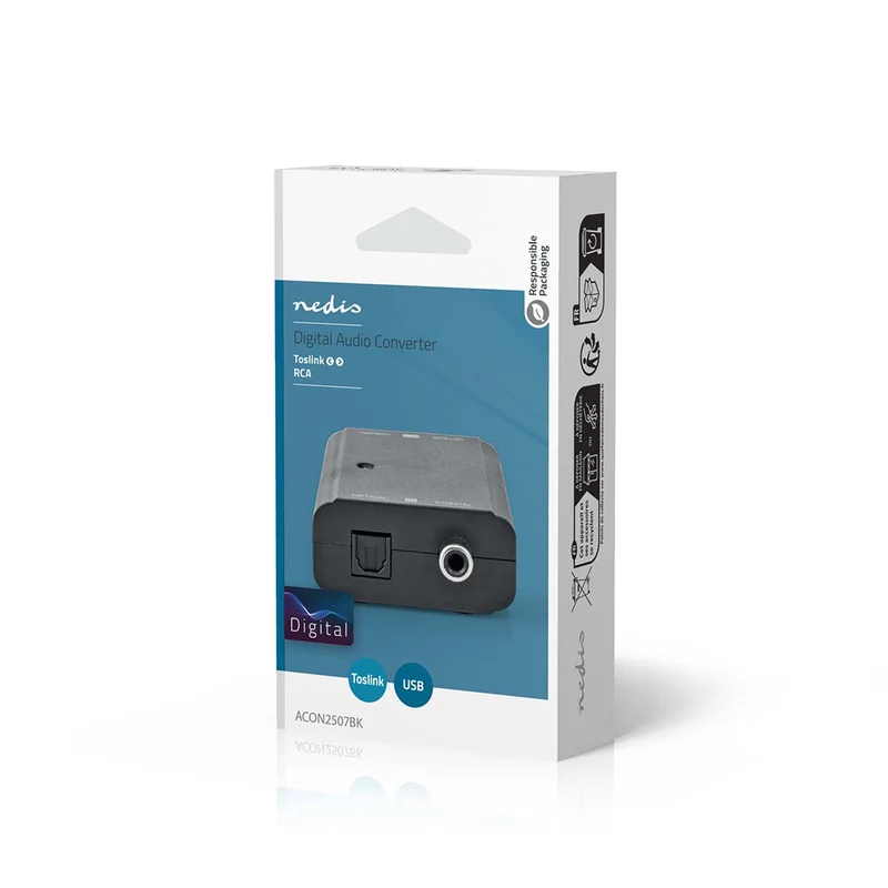 Digitale Audioconverter 2-wegs - Ingangen audio / video / data: 1x S/PDIF (RCA) Female / 1x Toslink Female - Uitgangen audio / video / data: 1x S/PDIF (RCA) Female / 1x TosLink Female
