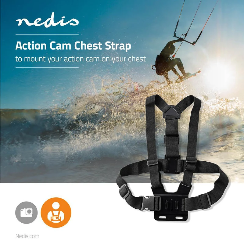 Action Cam Mount Borstband - Zwart