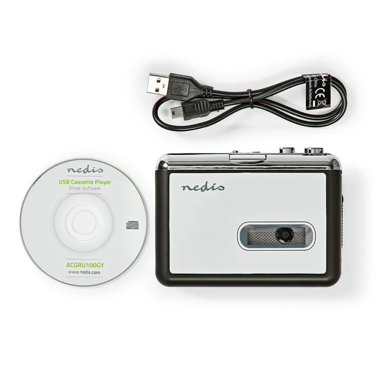 Cassettebandjes Digitaliseren Draagbaar - Inclusief accessoires: USB kabel - Batterij Gevoed / USB Gevoed