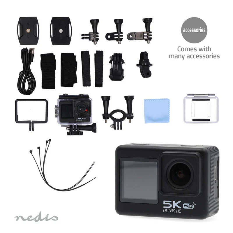 Action Cam Dubbel scherm - 5K@30fps - 16 MPixel