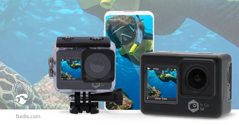 Action Cam Dubbel scherm - 5K@30fps - 16 MPixel