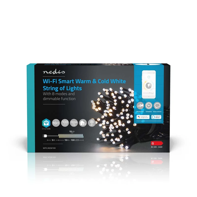 SmartLife-kerstverlichting Koord - Wi-Fi - Warm tot Koel Wit