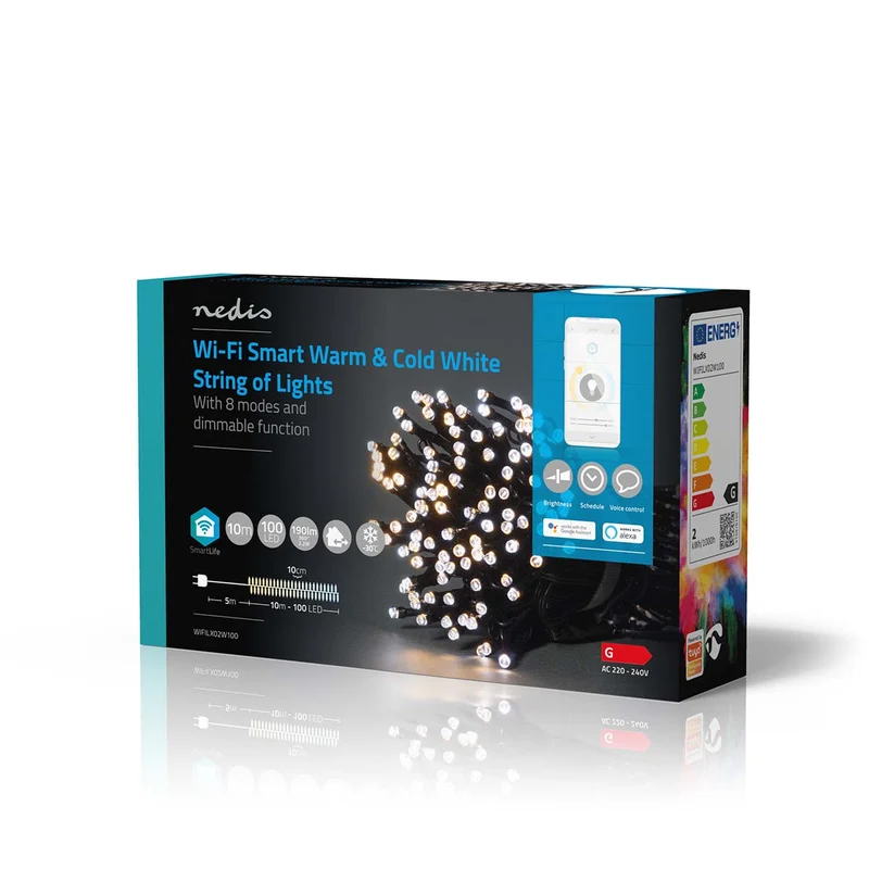 SmartLife-kerstverlichting Koord - Wi-Fi - Warm tot Koel Wit