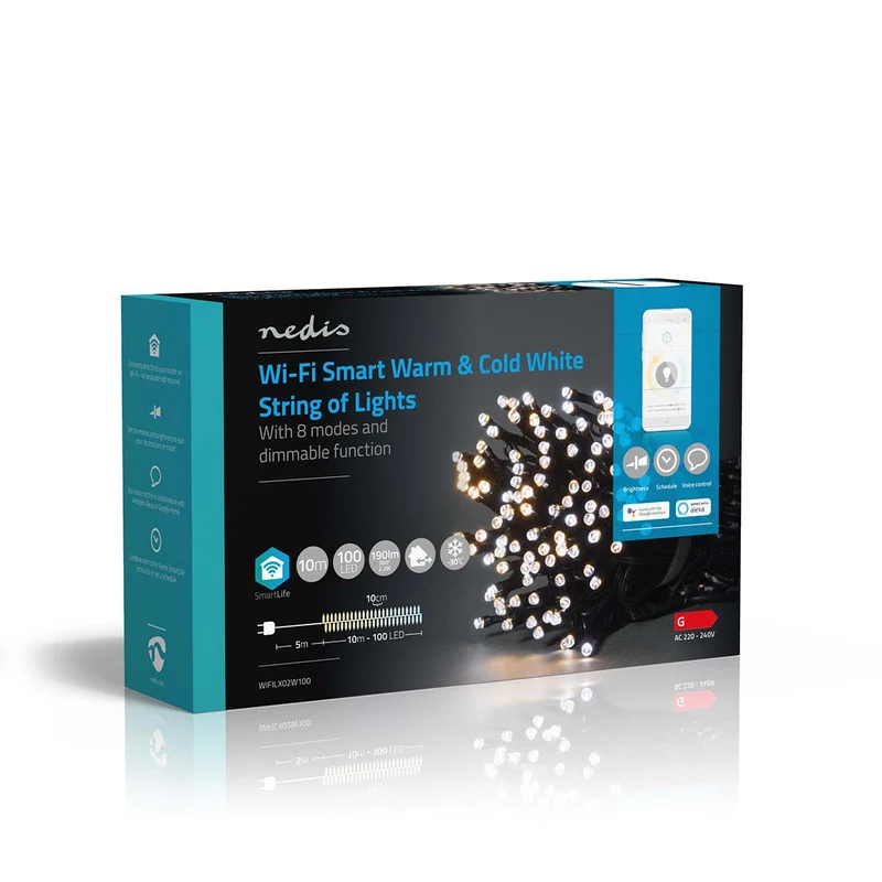 SmartLife-kerstverlichting Koord - Wi-Fi - Warm tot Koel Wit