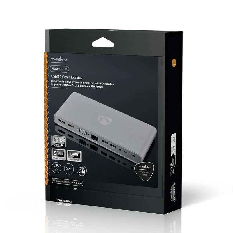USB Docking Station USB 3.2 Gen 1 - USB-C™ Male - DisplayPort Female / HDMI™ Output / RJ45 Female / VGA Female 15p / 2x 3,5 mm Female / 2x USB-C™ / 4x USB-A
