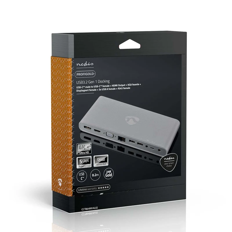 USB Docking Station USB 3.2 Gen 1 - USB-C™ Male - DisplayPort Female / HDMI™ Output / RJ45 Female / VGA Female 15p / 2x 3,5 mm Female / 2x USB-C™ / 4x USB-A