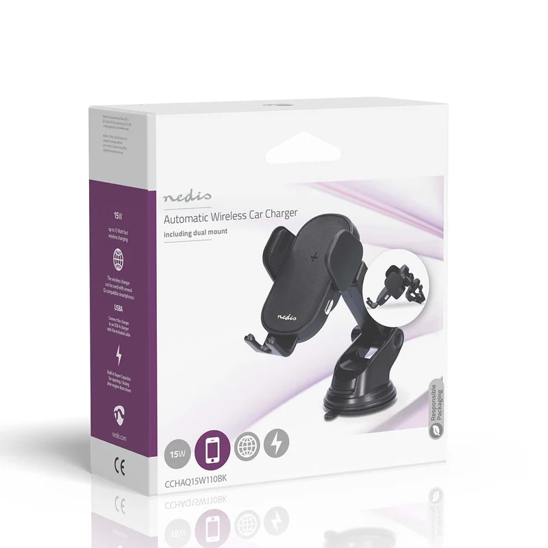 Draadloze Autolader 7.5 / 10 / 15W - 1.5 / 1.67 / 2.0A - 1.00m
