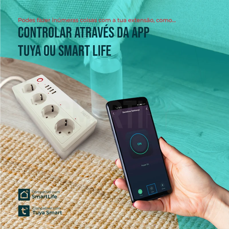 Extensão Inteligente WiFi 4 Tomadas + 4 USB Smartify