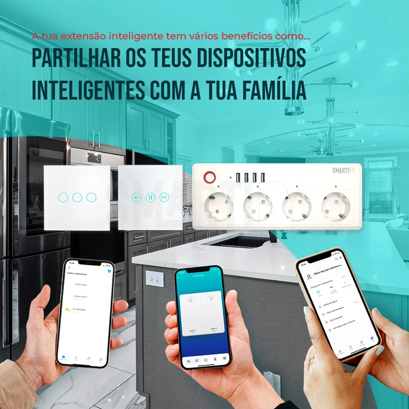 Extensão Inteligente WiFi 4 Tomadas + 4 USB Smartify