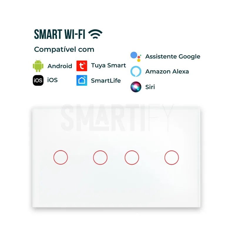 Interruptor Inteligente de Luz WiFi duplo 4 botões Smartify - Branco