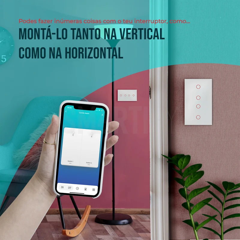 Interruptor Inteligente de Luz WiFi duplo 4 botões Smartify - Branco
