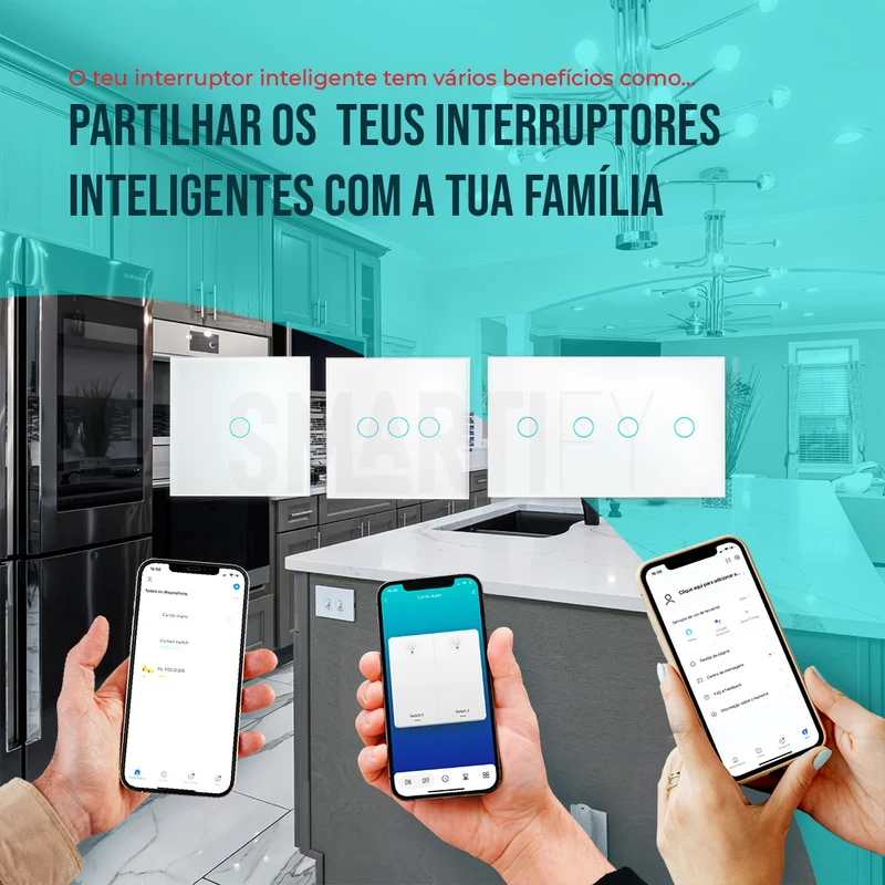 Interruptor Inteligente de Luz WiFi duplo 4 botões Smartify - Branco