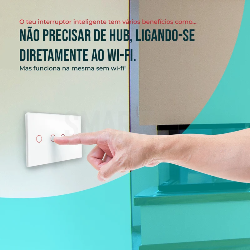 Interruptor Inteligente de Luz WiFi duplo 4 botões Smartify - Branco