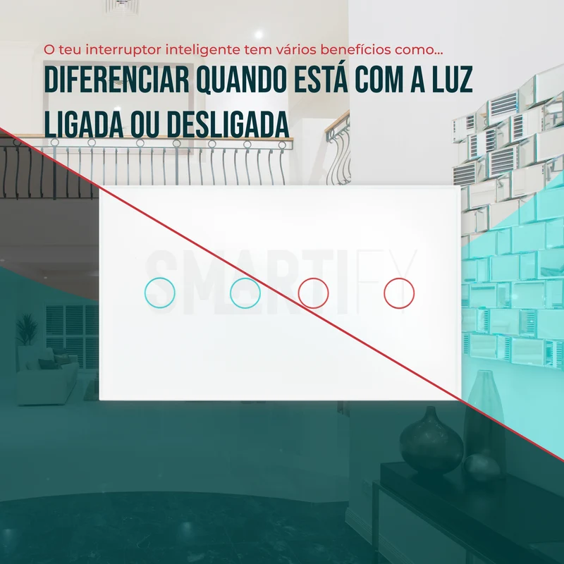 Interruptor Inteligente de Luz WiFi duplo 4 botões Smartify - Branco