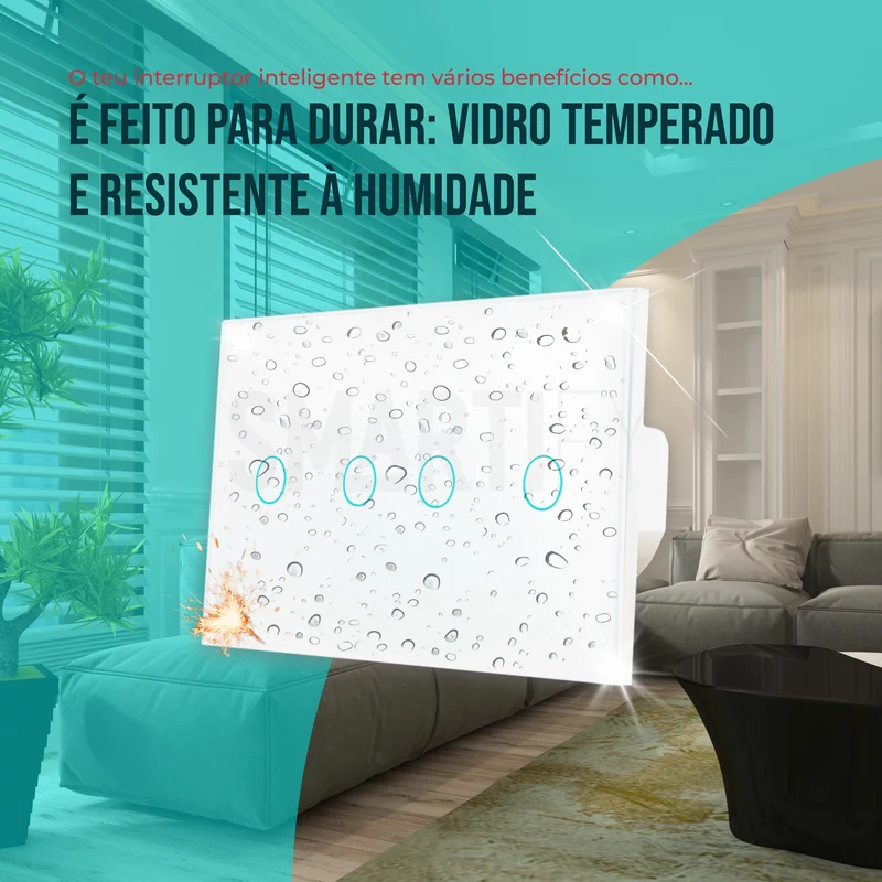 Interruptor Inteligente de Luz WiFi duplo 4 botões Smartify - Branco