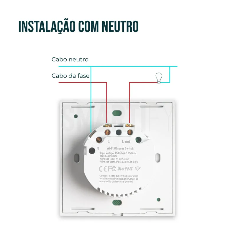 Interruptor Inteligente de Luz WiFi Dimmer Smartify - Branco