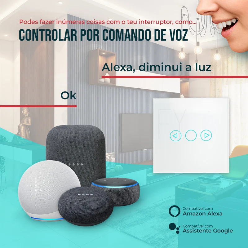 Interruptor Inteligente de Luz WiFi Dimmer Smartify - Branco