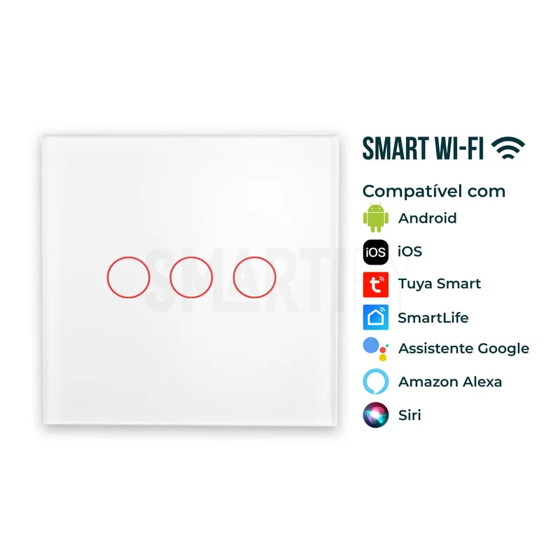 Interruptor Inteligente de Luz WiFi 3 botões Smartify - Branco