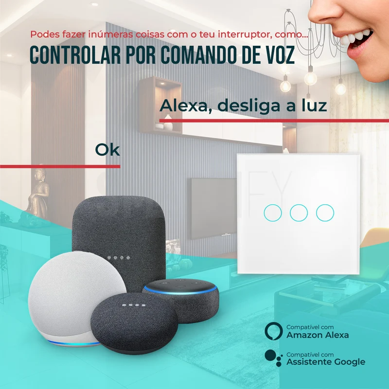 Interruptor Inteligente de Luz WiFi 3 botões Smartify - Branco
