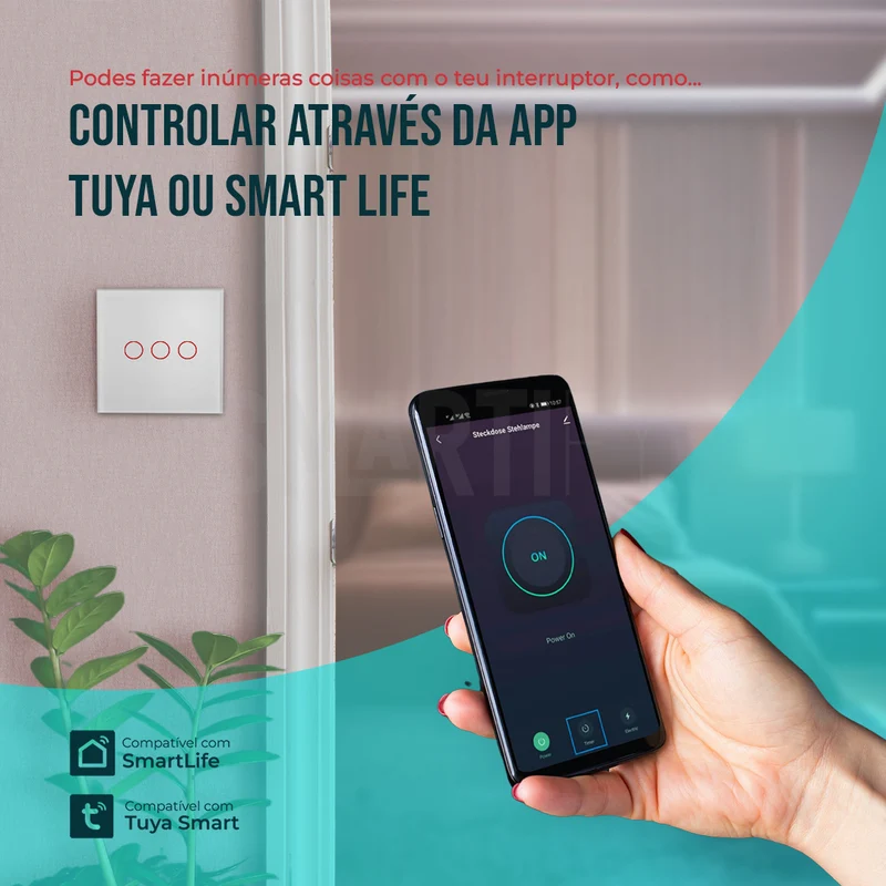 Interruptor Inteligente de Luz WiFi 3 botões Smartify - Branco