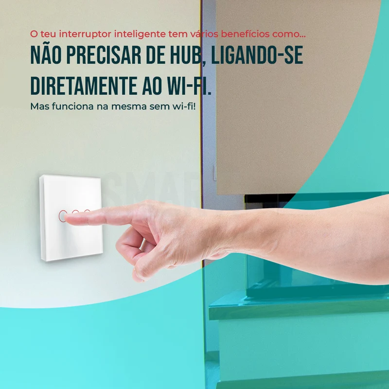 Interruptor Inteligente de Luz WiFi 3 botões Smartify - Branco