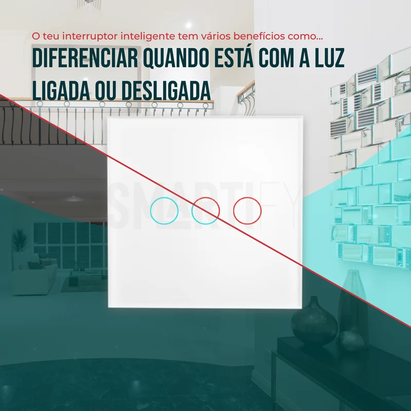 Interruptor Inteligente de Luz WiFi 3 botões Smartify - Branco