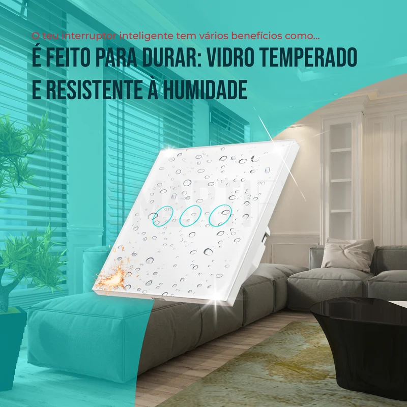Interruptor Inteligente de Luz WiFi 3 botões Smartify - Branco