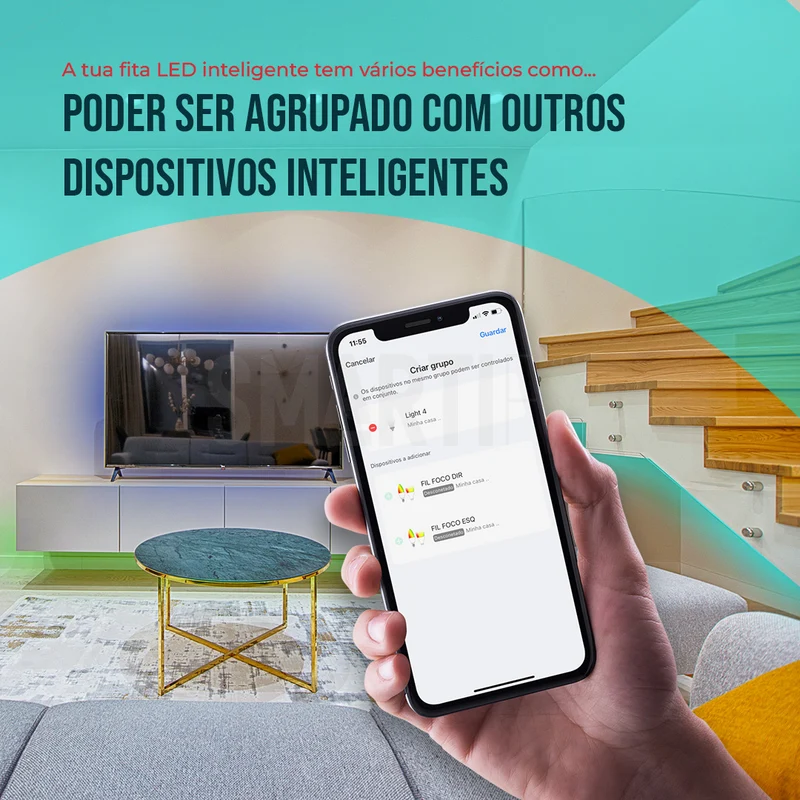 Fita LED Inteligente WiFi RGB-CCT (Cores + Branco) de 5M Smartify