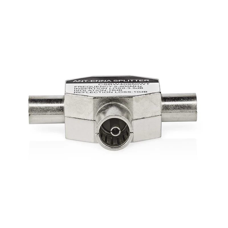 Satelliet- en Antenne-Adapter 2x Coax Male - IEC (Coax) Female - Vernikkeld