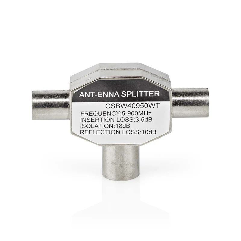 Satelliet- en Antenne-Adapter 2x Coax Male - IEC (Coax) Female - Vernikkeld