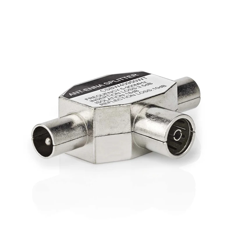 Satelliet- en Antenne-Adapter 2x Coax Male - IEC (Coax) Female - Vernikkeld