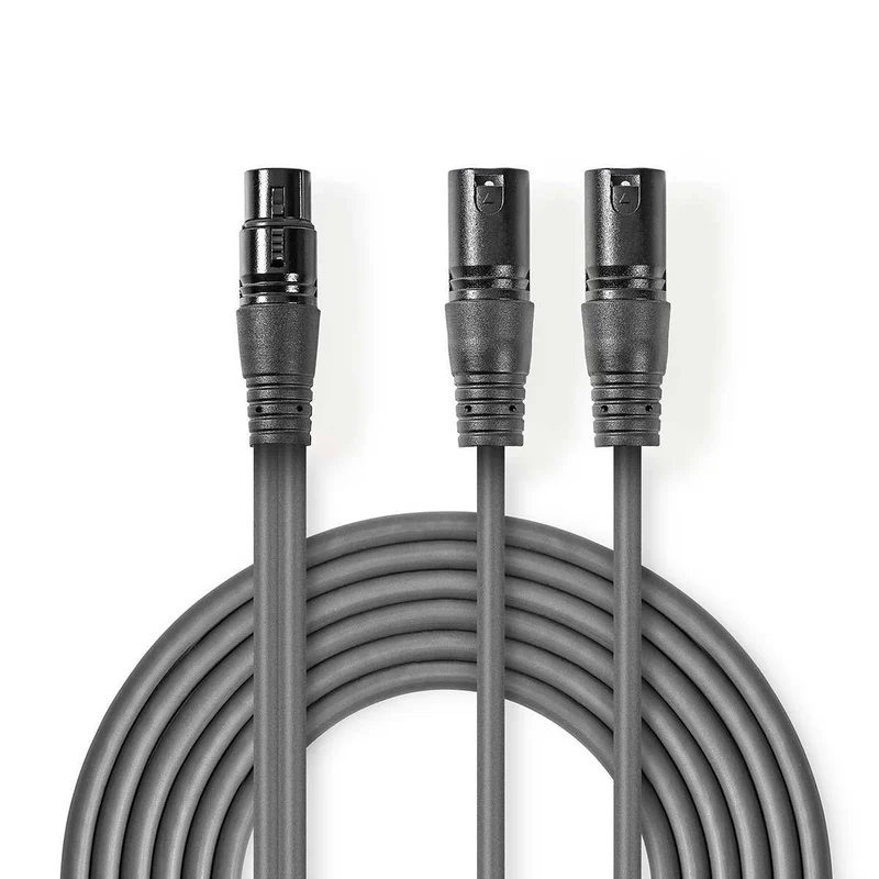 Gebalanceerde Audiokabel 2x XLR 3-Pins Male - XLR 3-Pins Female - Vernikkeld