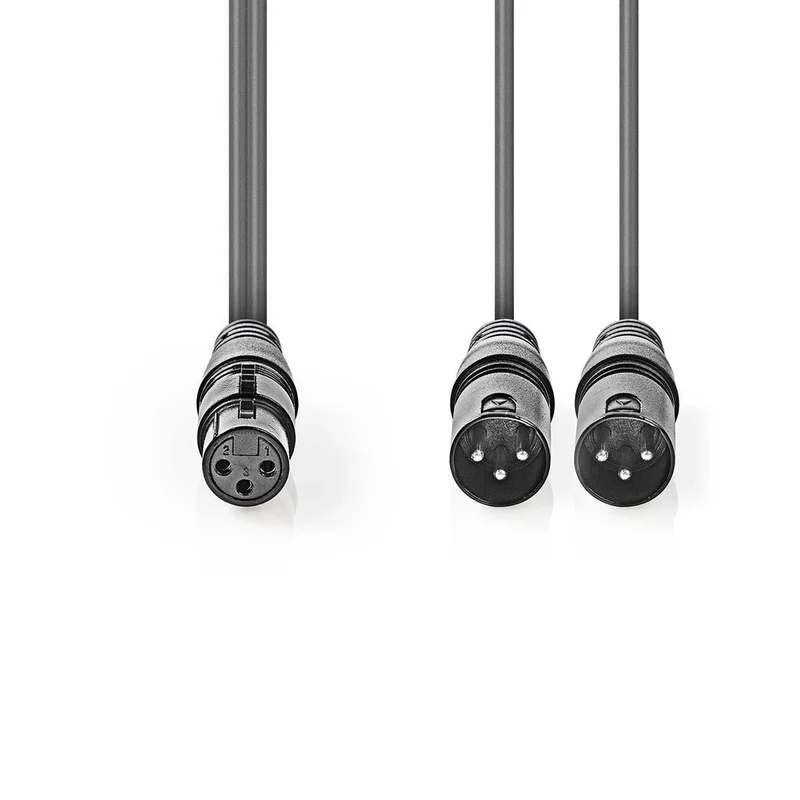 Gebalanceerde Audiokabel 2x XLR 3-Pins Male - XLR 3-Pins Female - Vernikkeld