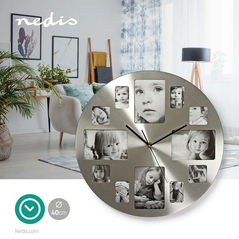 Wandklok Diameter: 400 mm - Metaal - Zilver