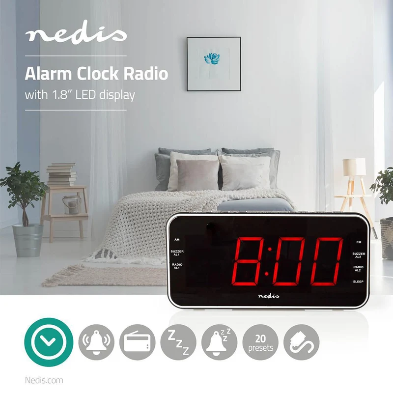 Wekkerradio LED - 1x 3.5 mm Audio Input - Tijdprojectie