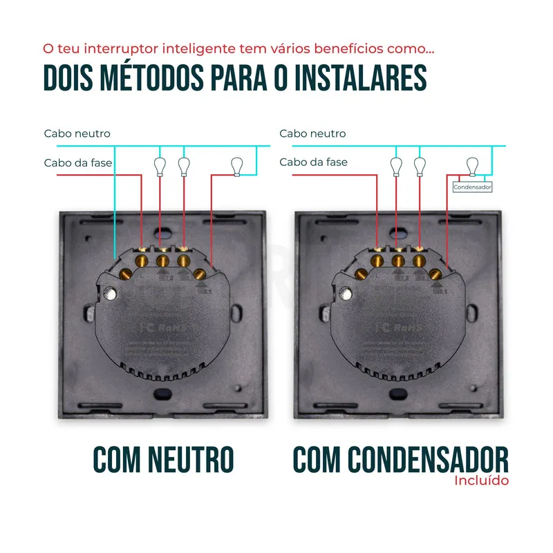 Interruptor Inteligente de Luz WiFi 3 botões Smartify - Preto