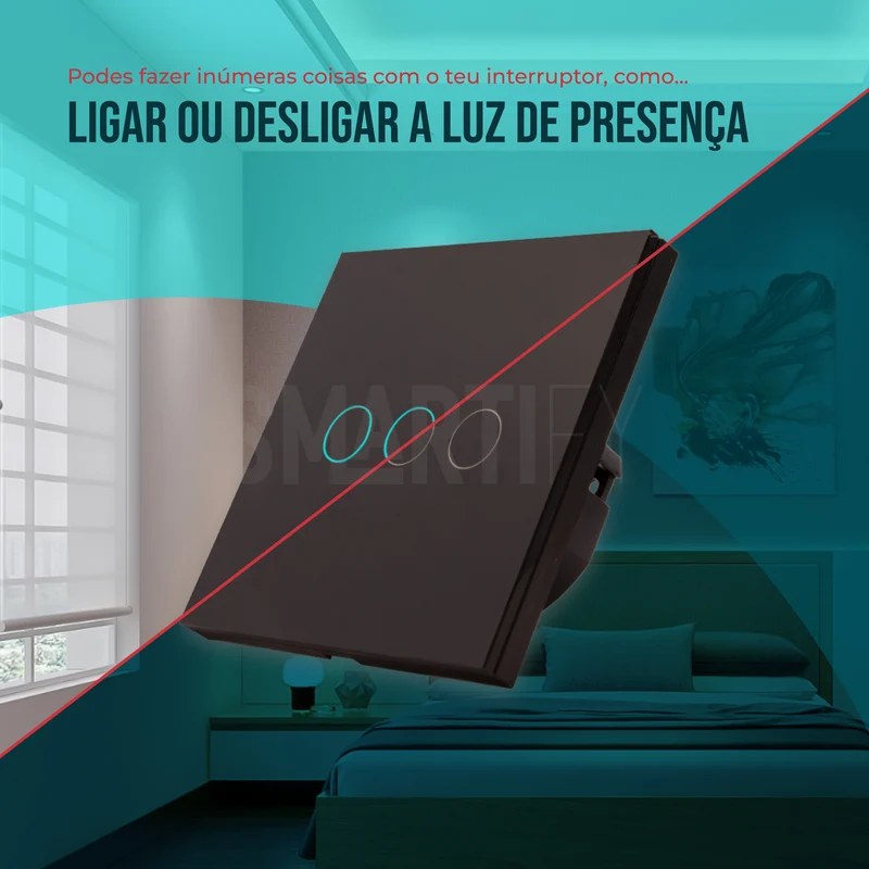 Interruptor Inteligente de Luz WiFi 3 botões Smartify - Preto