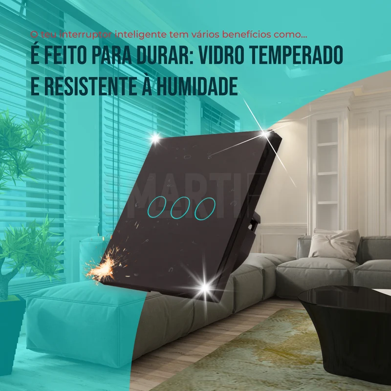 Interruptor Inteligente de Luz WiFi 3 botões Smartify - Preto