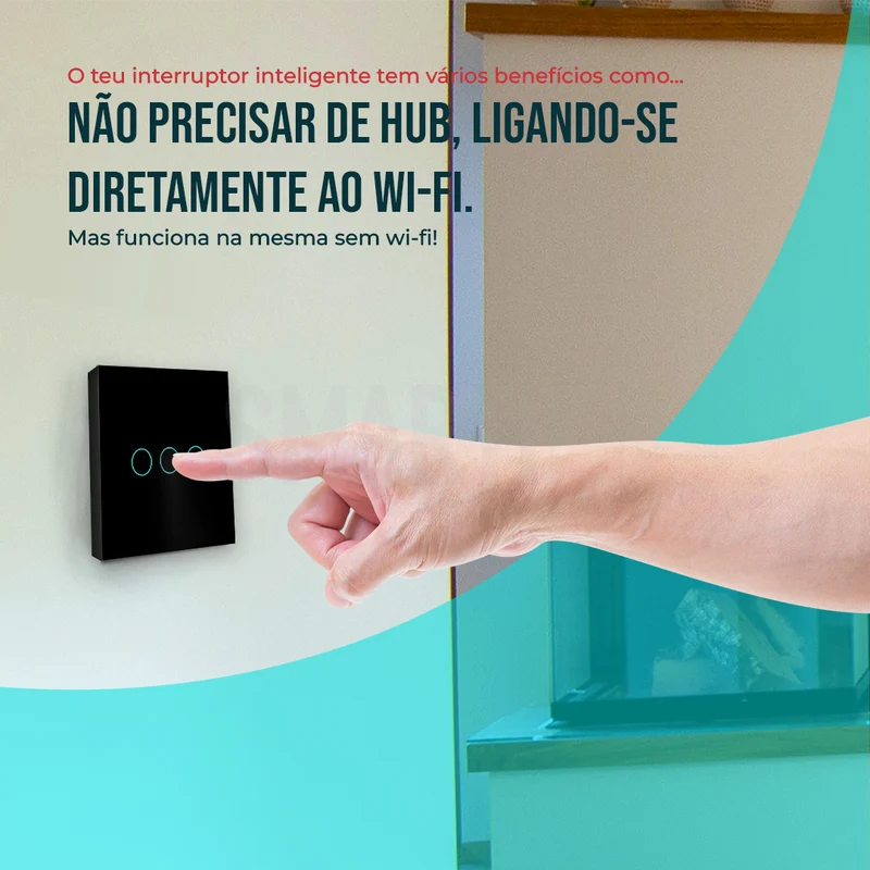 Interruptor Inteligente de Luz WiFi 3 botões Smartify - Preto