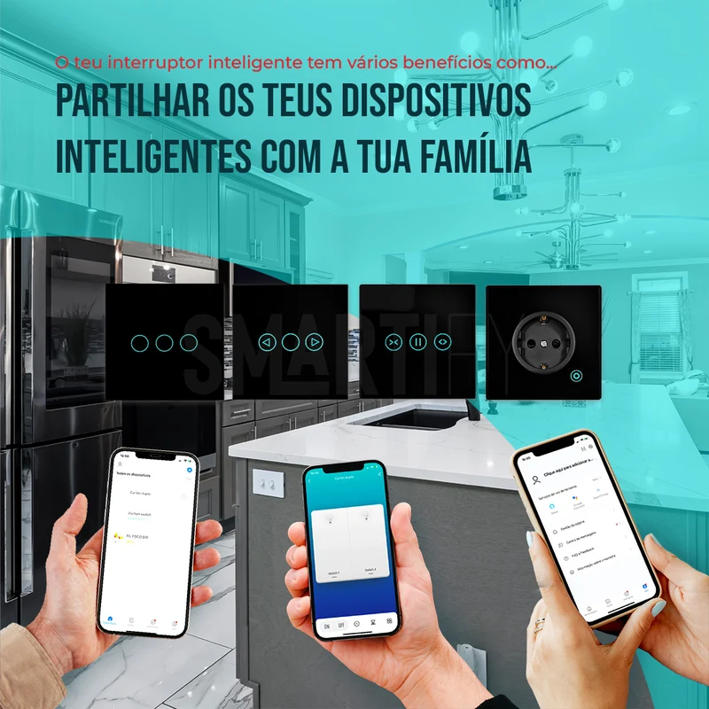 Interruptor Inteligente de Luz WiFi 3 botões Smartify - Preto