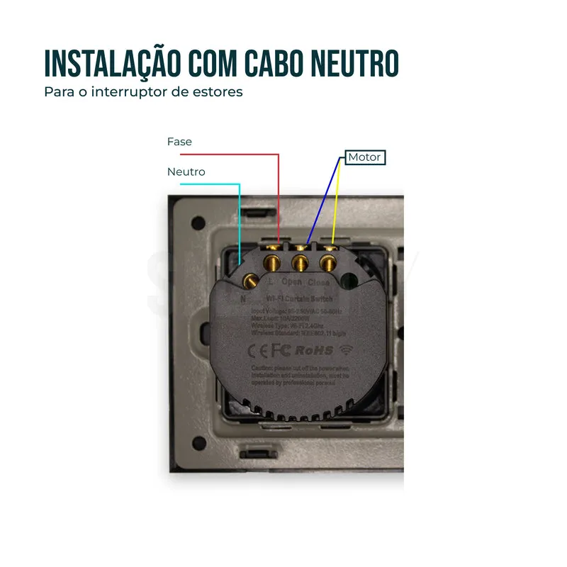 Interruptor de Luz + Interruptor de Estores Duplo Inteligente WiFi Smartify - Preto
