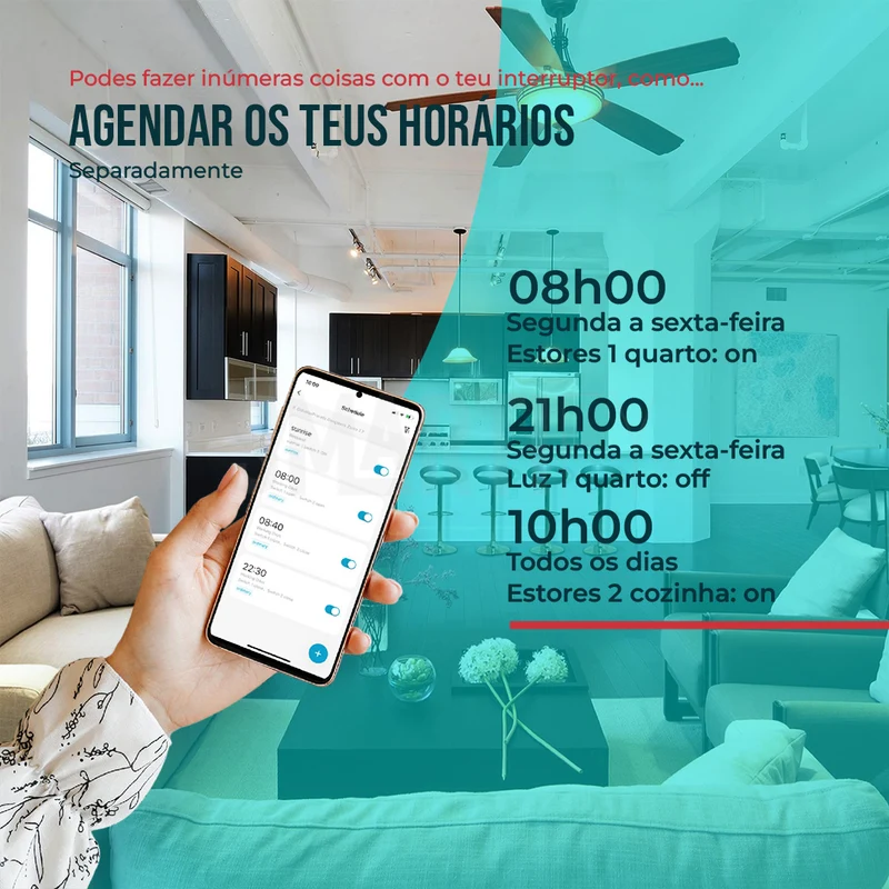 Interruptor de Luz + Interruptor de Estores Duplo Inteligente WiFi Smartify - Preto