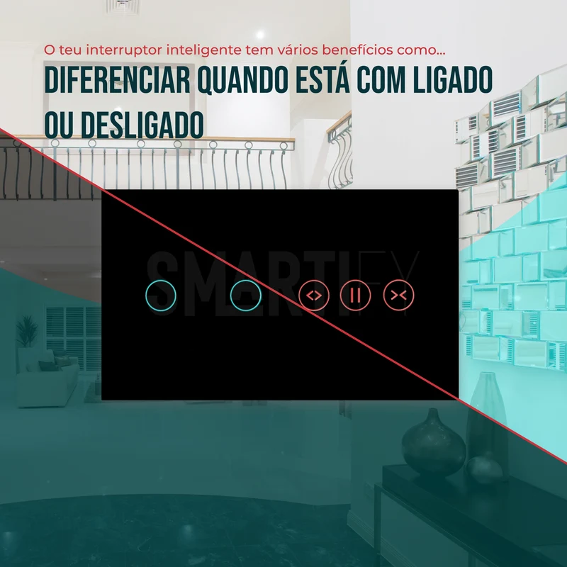 Interruptor de Luz + Interruptor de Estores Duplo Inteligente WiFi Smartify - Preto