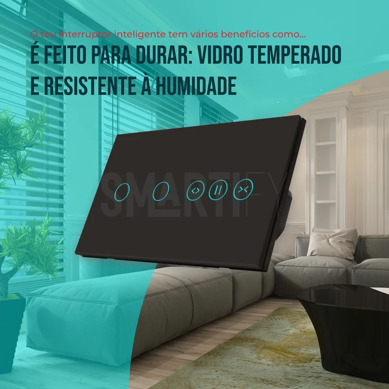 Interruptor de Luz + Interruptor de Estores Duplo Inteligente WiFi Smartify - Preto