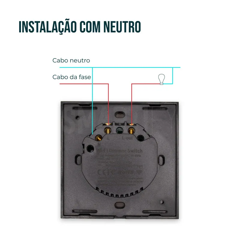 Interruptor Inteligente de Luz WiFi Dimmer Smartify - Preto