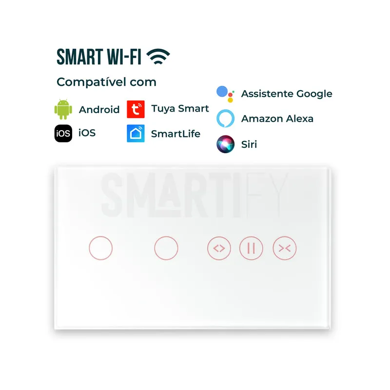 Interruptor de Luz + Interruptor de Estores Duplo Inteligente WiFi Smartify - Branco