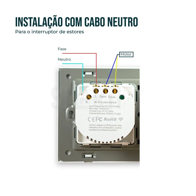 Interruptor de Luz + Interruptor de Estores Duplo Inteligente WiFi Smartify - Branco